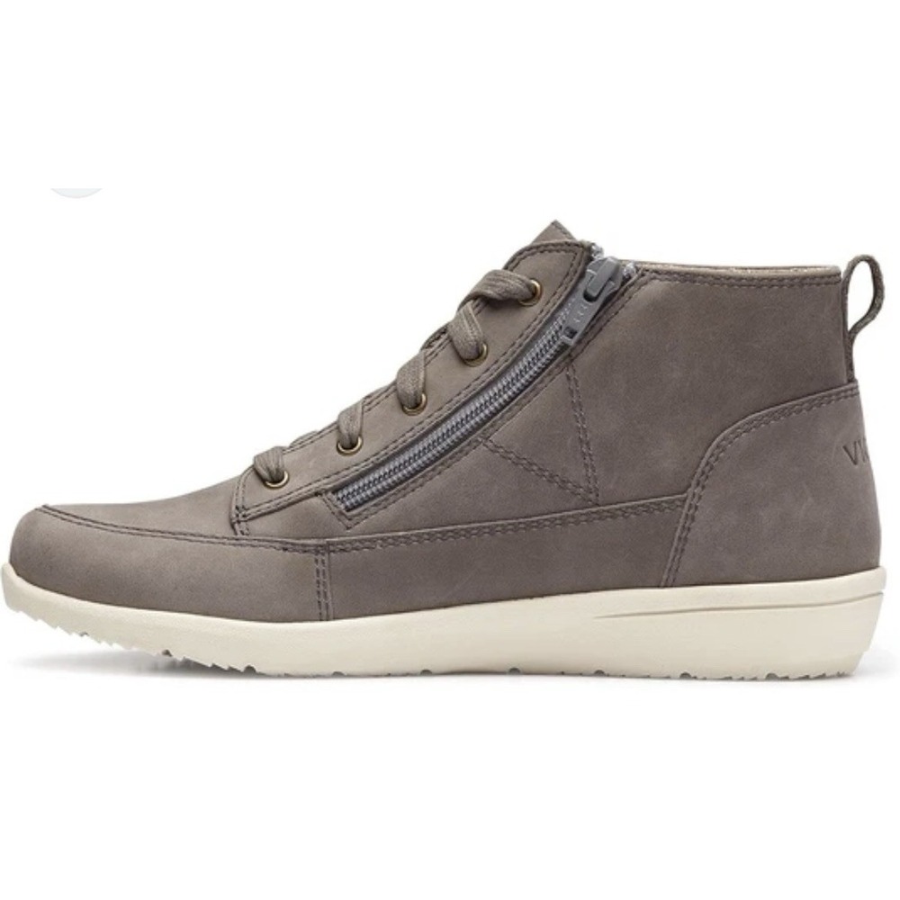 Vionic Shawna Womens Gray Leather Side Zip Ankle Sneakers Boots Shoes Sz 9.5